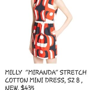 💃Milly Maranda Stretch cotton mini Dress